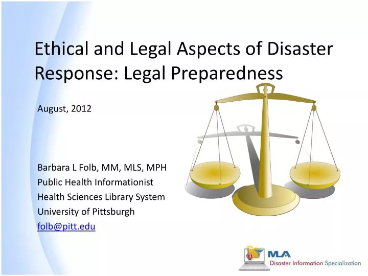 ethical and legal aspects of disaster response legal preparedness