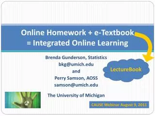 Online Homework + e-Textbook = Integrated Online Learning