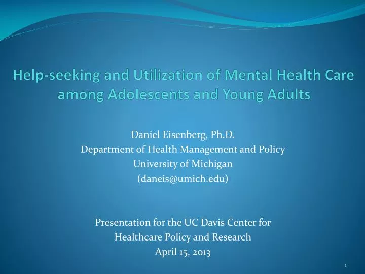 help seeking and utilization of mental h ealth c are among adolescents and young a dults