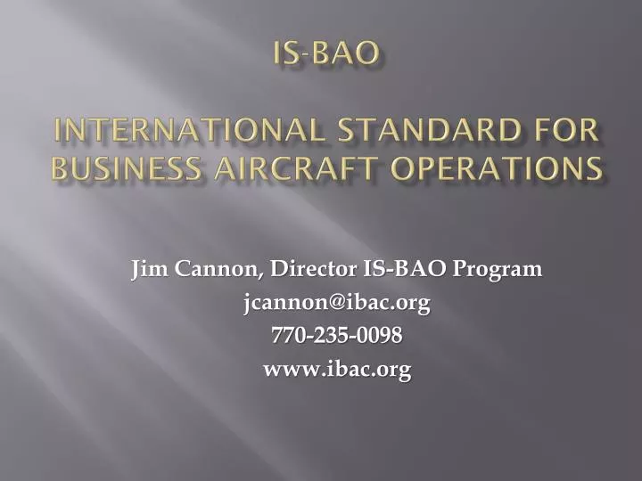 is bao international standard for business aircraft operations