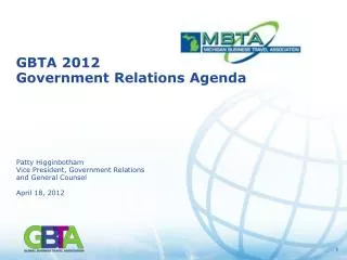 GBTA 2012 Government Relations Agenda