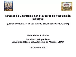 Estudios de Doctorado con Proyectos de Vinculación Industrial (UNAM’s UNIVERSITY-INDUSTRY PhD ENGINEERING PROGRAM) Marce