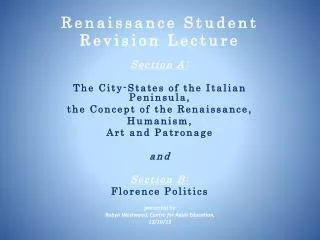 Renaissance Student Revision Lecture