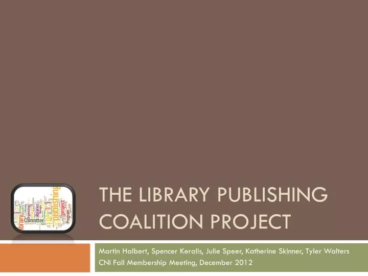 the library publishing coalition project