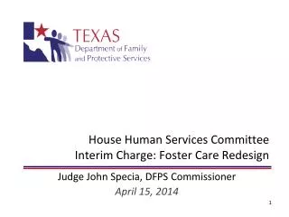 House Human Services Committee Interim Charge: Foster Care Redesign