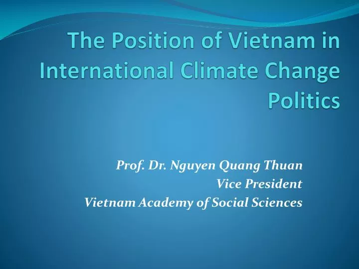 the position of vietnam in international climate change politics