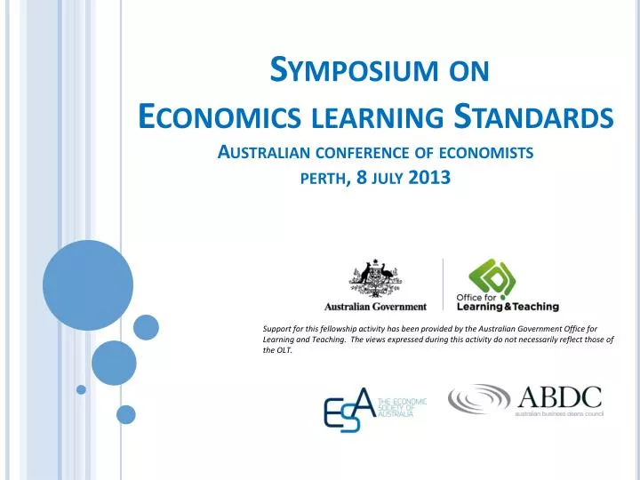 symposium on economics learning standards australian conference of economists perth 8 july 2013