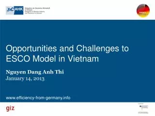 Opportunities and Challenges to ESCO Model in Vietnam