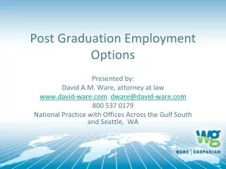 Post Graduation Employment Options