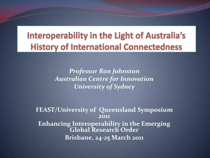 interoperability in the light of australia s history of international connectedness