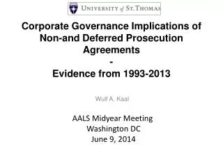 Corporate Governance Implications of Non-and Deferred Prosecution Agreements - Evidence from 1993-2013