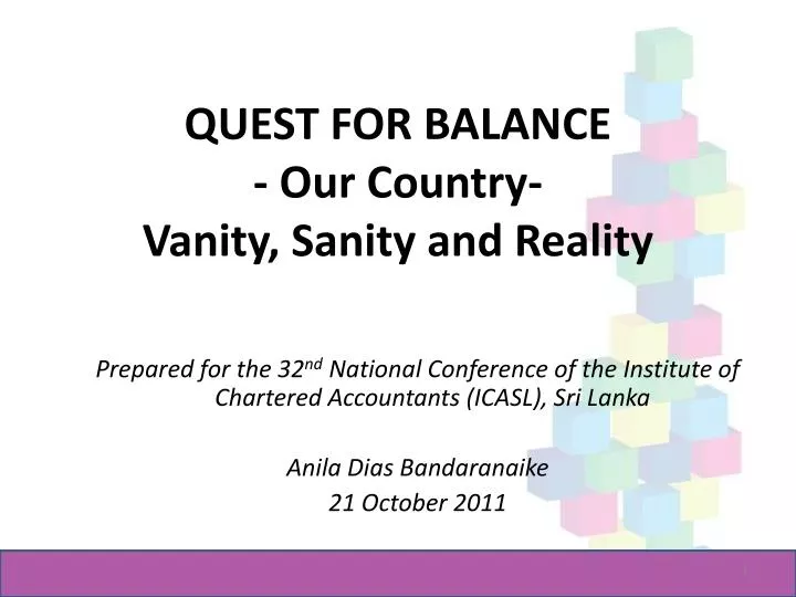 quest for balance our country vanity sanity and reality