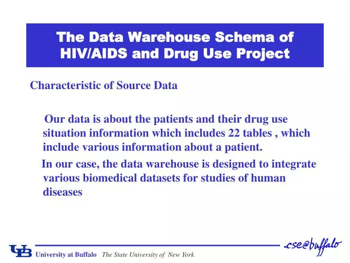 the data warehouse schema of hiv aids and drug use project