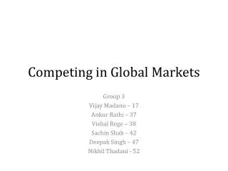 Competing in Global Markets