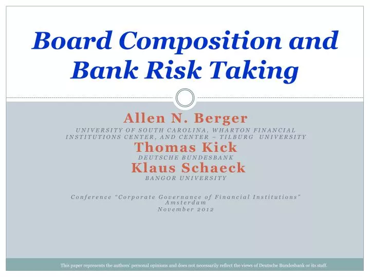 board composition and bank risk taking