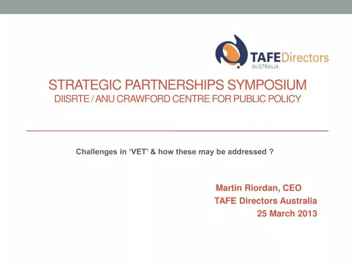 strategic partnerships symposium diisrte anu crawford centre for public policy