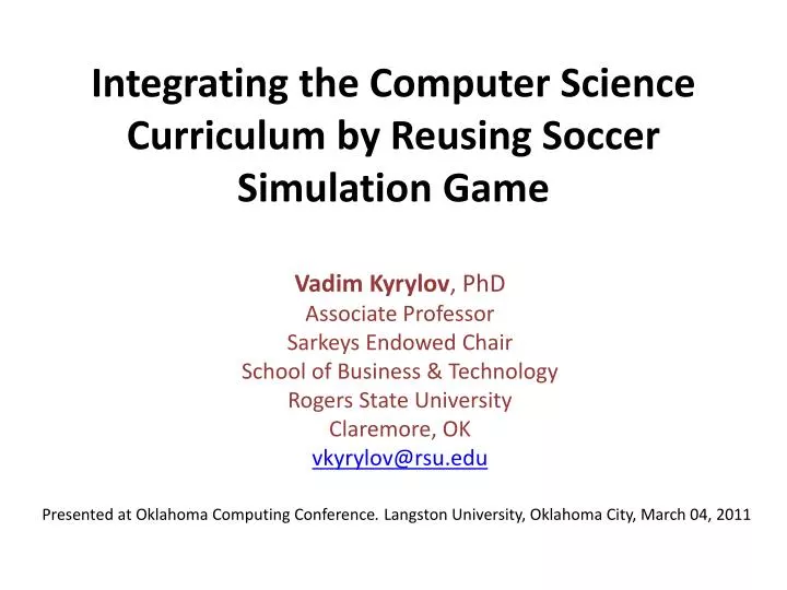 integrating the computer science curriculum by reusing soccer simulation game