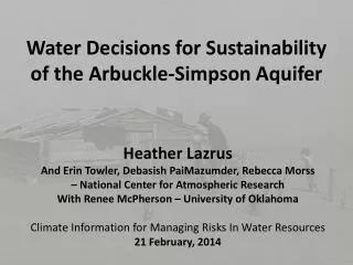 Water Decisions for Sustainability of the Arbuckle-Simpson Aquifer