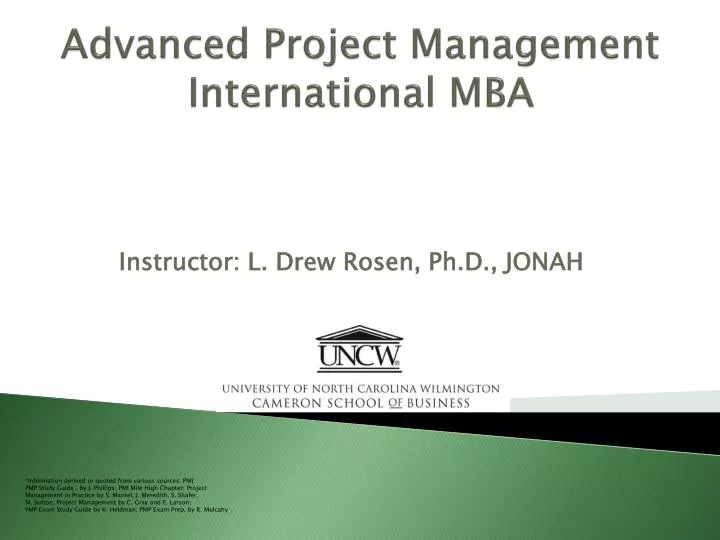 advanced project management international mba