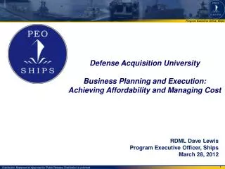 Defense Acquisition University Business Planning and Execution: Achieving Affordability and Managing Cost