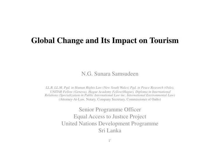 global change and its impact on tourism