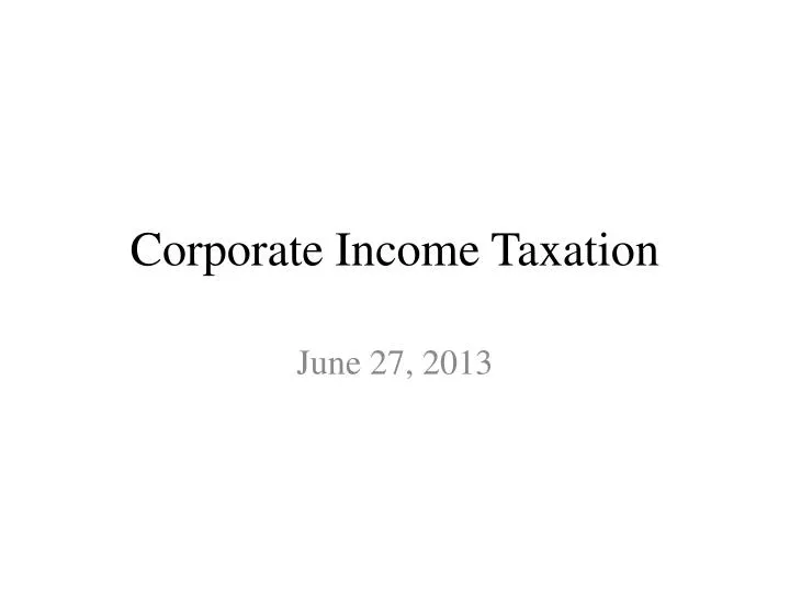 corporate income taxation