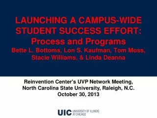 LAUNCHING A CAMPUS-WIDE STUDENT SUCCESS EFFORT: Process and P rograms Bette L. Bottoms , Lon S. Kaufman , Tom Moss ,