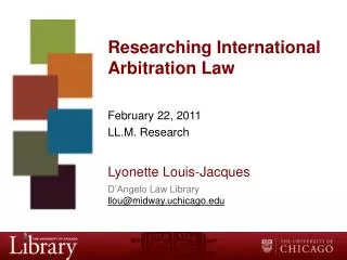 Researching International Arbitration Law