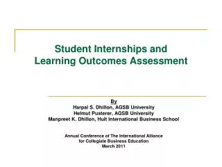 Student Internships and Learning Outcomes Assessment
