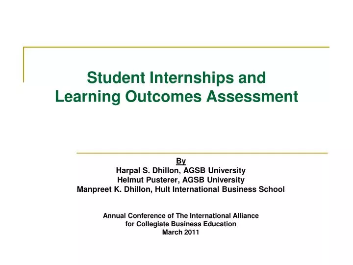 student internships and learning outcomes assessment