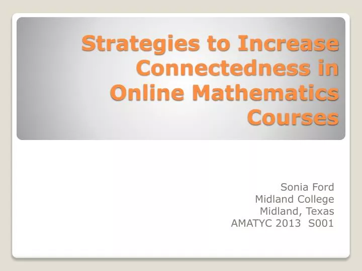 strategies to increase connectedness in online mathematics courses