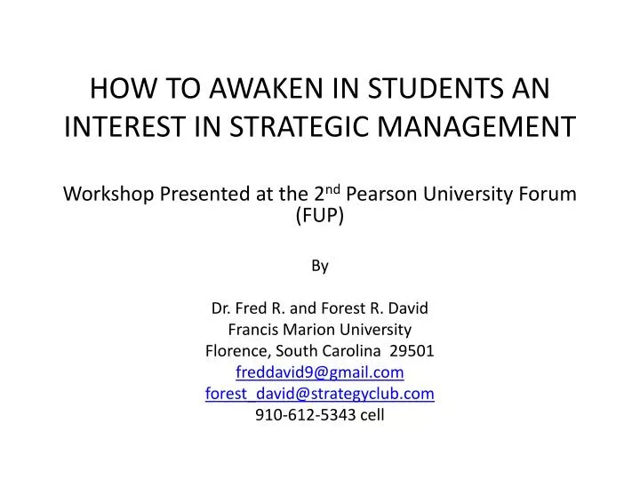 how to awaken in students an interest in strategic management