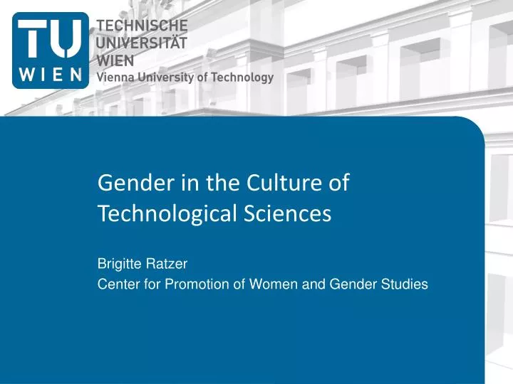 gender in the culture of technological sciences