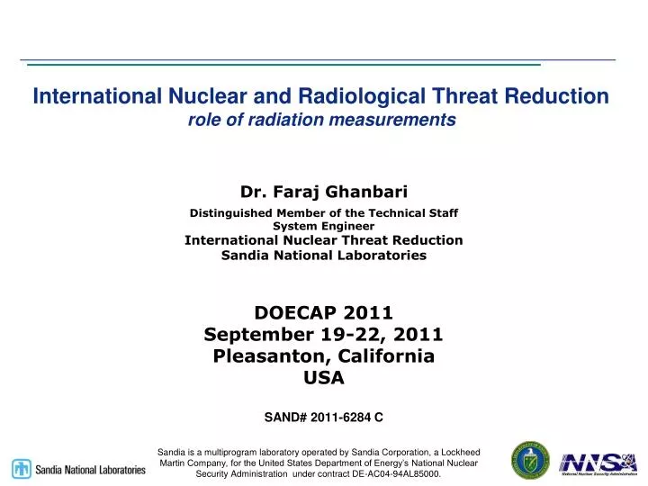 international nuclear and radiological threat reduction role of radiation measurements