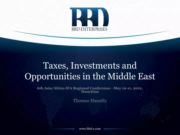 taxes investments and opportunities in the middle east