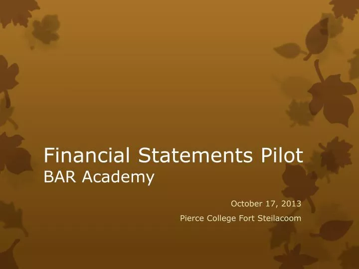 financial statements pilot bar academy