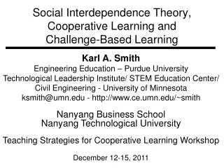 Social Interdependence Theory, Cooperative Learning and Challenge-Based Learning
