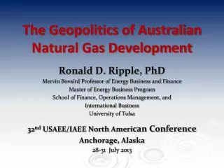 The Geopolitics of Australian Natural Gas Development