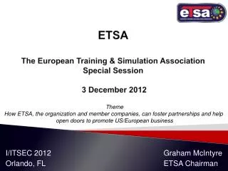 ETSA The European Training &amp; Simulation Association Special Session 3 December 2012