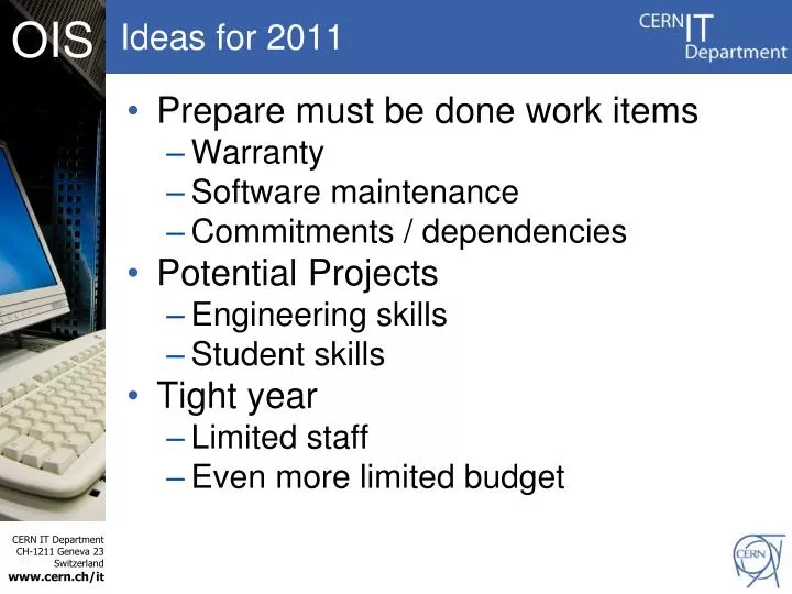 ideas for 2011