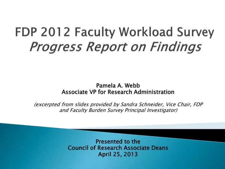 fdp 2012 faculty workload survey progress report on findings