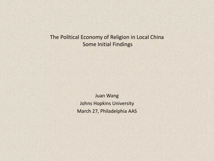 the political economy of religion in local china some initial findings