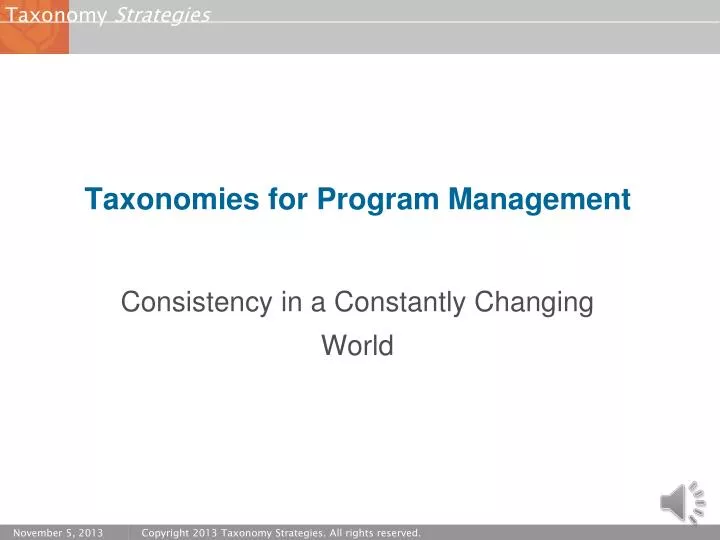 taxonomies for program management