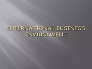 international business environment