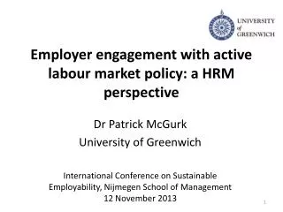 Employer engagement with active labour market policy: a HRM perspective