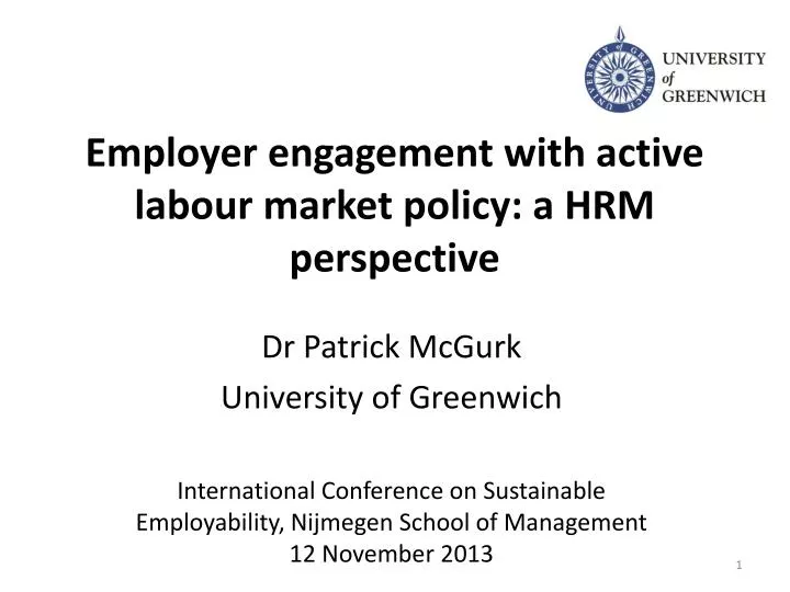 employer engagement with active labour market policy a hrm perspective