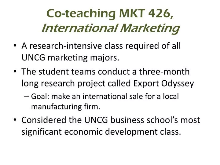 co teaching mkt 426 international marketing