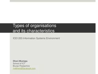 Types of organisations and its characteristics