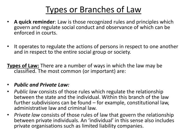 types or branches of law