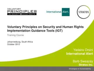Voluntary Principles on Security and Human Rights Implementation Guidance Tools (IGT)